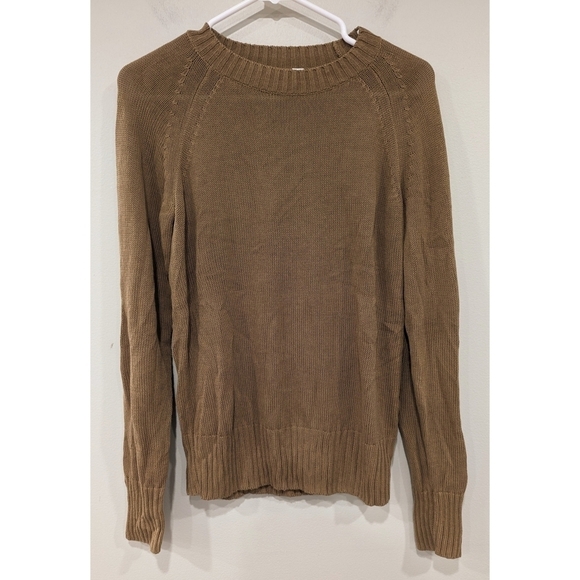 Everlane Crewneck Long Sleeve Cotton Viscose Sweater in Camel Size Large - Picture 1 of 5